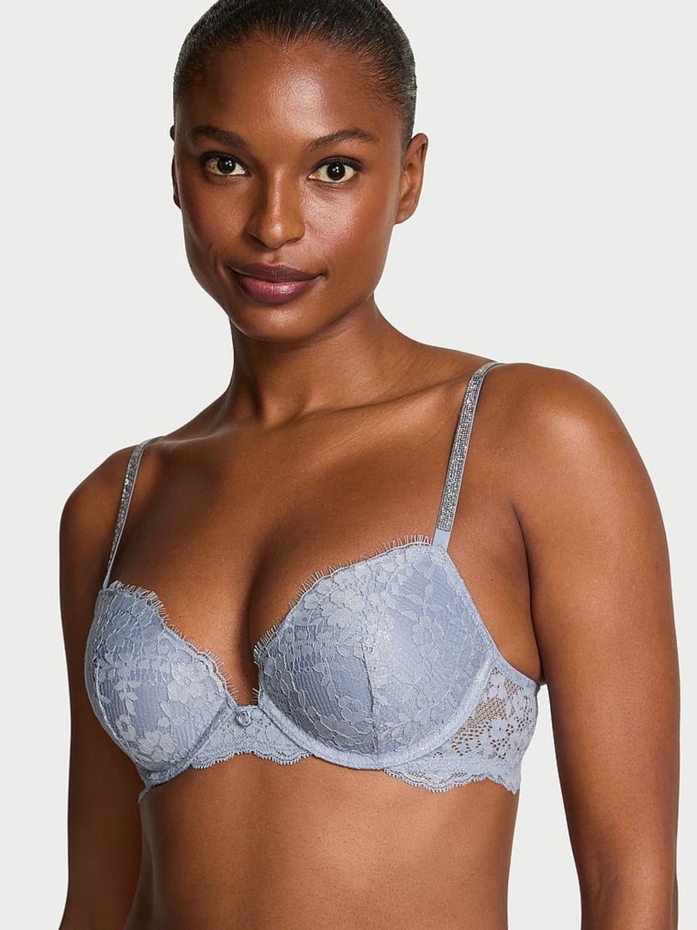 Victoria’s  Secret Twinkle Silver Lace Push-Up Bra Size 38C